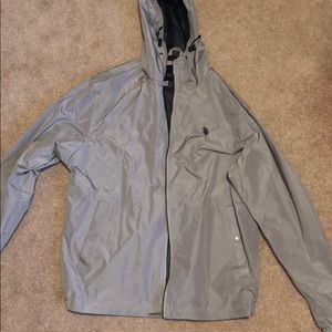Grey Polo Windbreaker Rain Jacket